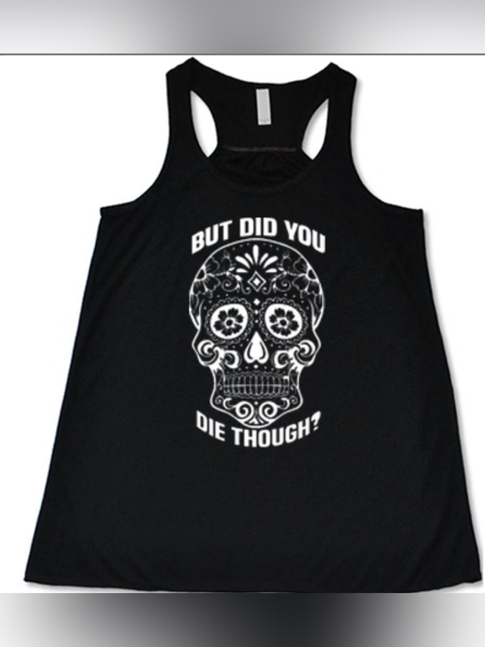 CVG Women’s Black Graphic Racerback Tank Top with Sugar Skull Print